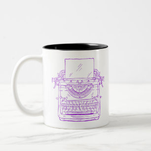 typewriter purple vintage Two-Tone coffee mug