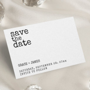 Typewriter Simple Minimalist Typography Wedding Save The Date