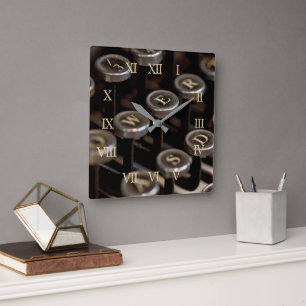 Typewriter Square Wall Clock