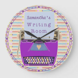 Typewriter Writing Room Personalised Author Large Clock