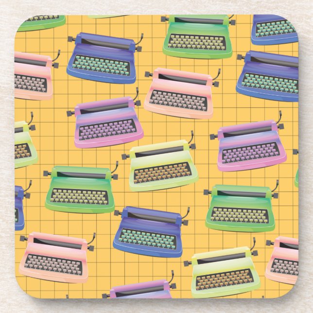Typewriters pattern cartoon. coaster (Front)
