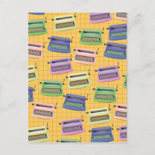 Typewriters pattern cartoon. postcard