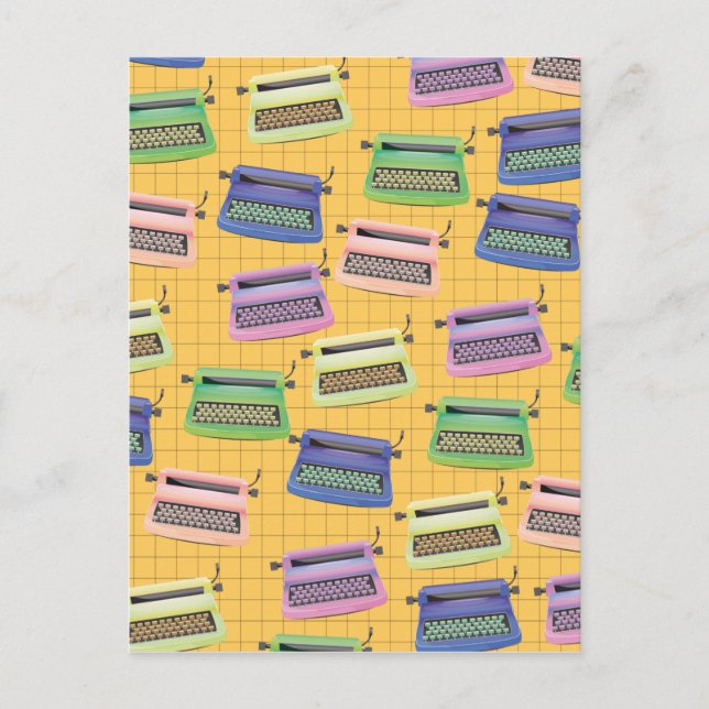 Typewriters pattern cartoon. postcard (Front)