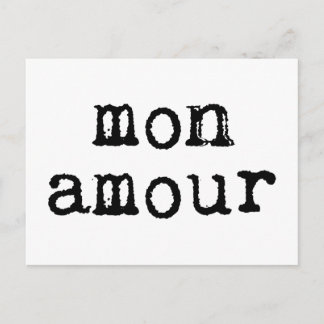 Typewritten Mon Amour Postcard