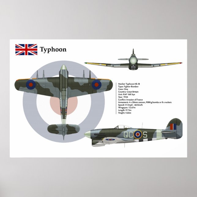 Typhoon Mk 1B 168 Squadron Poster (Front)
