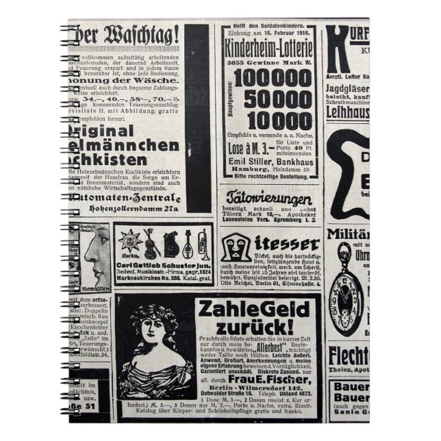 Typical advertisements in German in a European new Notebook (Front)