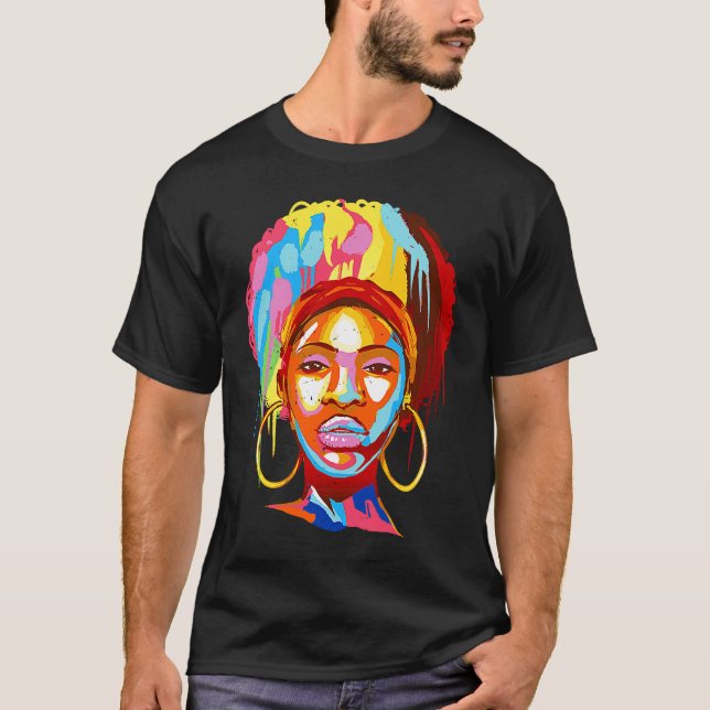 Typical African Headgear Style Girl BHM T-Shirt (Front)