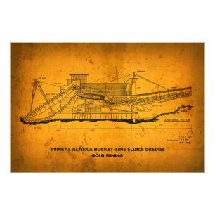 Typical Alaska Gold Mining Dredge Blueprint Photo Print