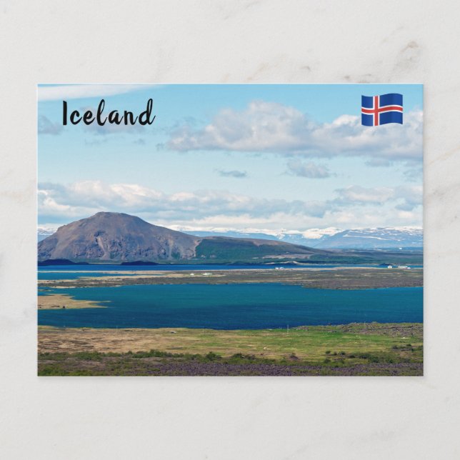 Typical Iceland morning seascape with farms Postcard (Front)