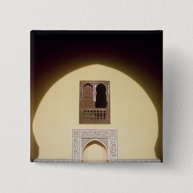 Typical Moroccan Window 15 Cm Square Badge (Front)
