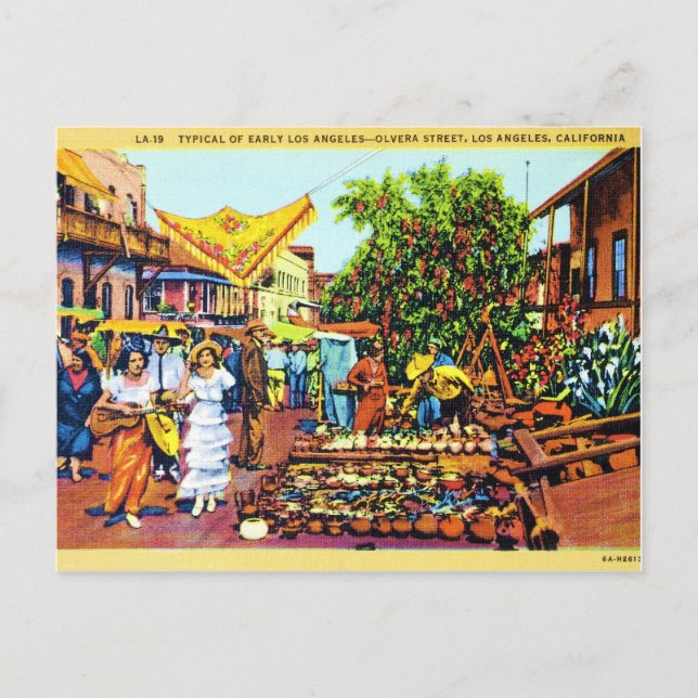 Typical of Early Los Angeles - Olvera Street Postcard (Front)