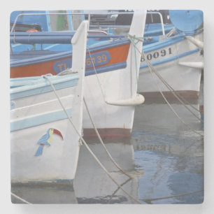 Typical Provencal fishing boats painted in 2 Stone Coaster