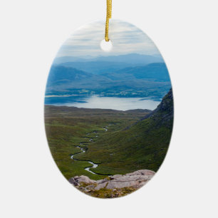 Typical Scottish Highlands landscape - Scotland Ceramic Tree Decoration