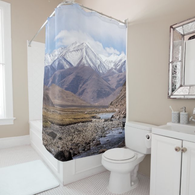 Typical Tibetan mountain landscape Shower Curtain (In Situ)