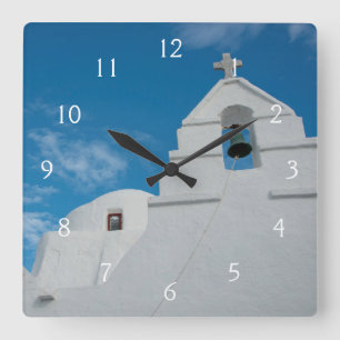 Typical whitewashed church square wall clock