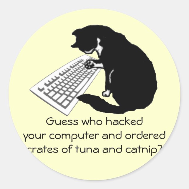 Typing Cat Classic Round Sticker (Front)
