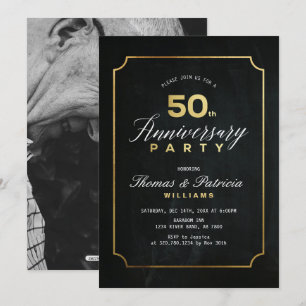 Typograph Gold 50th Wedding Anniversary Invitation