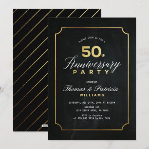 Typograph Gold 50th Wedding Anniversary Invitation
