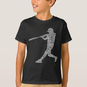 Typographic Baseball Softball Player Kids Tee