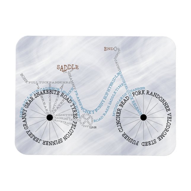 Typographic Bicycle Bike Biking Cycling Magnet (Horizontal)