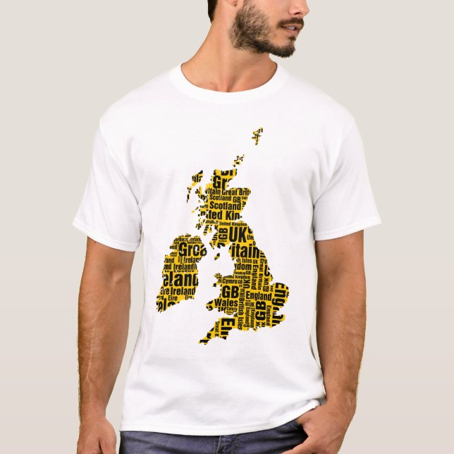 Typographic British Isles - Amber and Black. T-Shirt (Front)