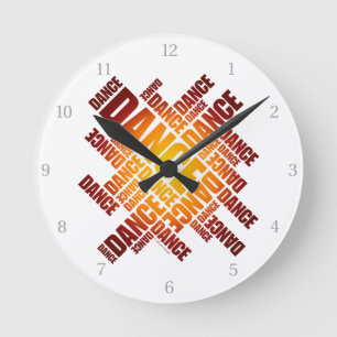 Typographic Dance Round Clock