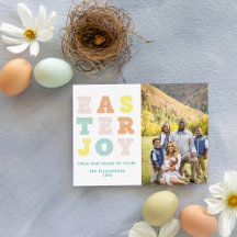Typographic Easter Joy Modern Pastels Photo