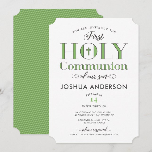 Typographic First Holy Communion Invitation (Front/Back)