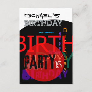 Typographic Happy 15th Birthday Party Invitation