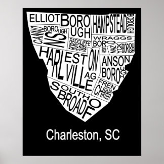 Typographic Map of Charleston Poster