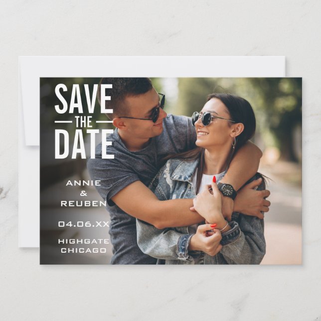 Typographic Modern Save the Date Photo  Invitation (Front)