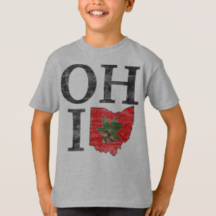 Typographic Ohio Vintage Red Buckeye Nut Kids T-Shirt