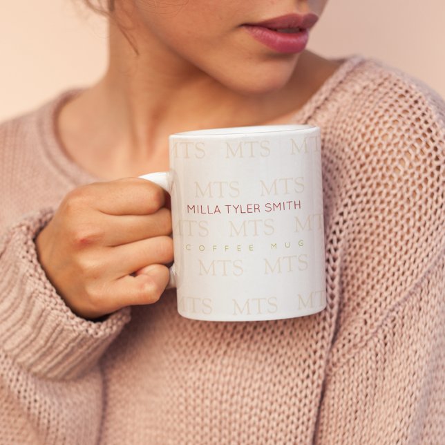 typographic pattern of initials with name, clean coffee mug (Creator Uploaded)