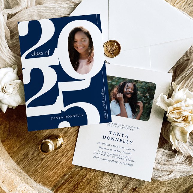 Typographic Photo Blue Graduation Party Invitation (Creator Uploaded)