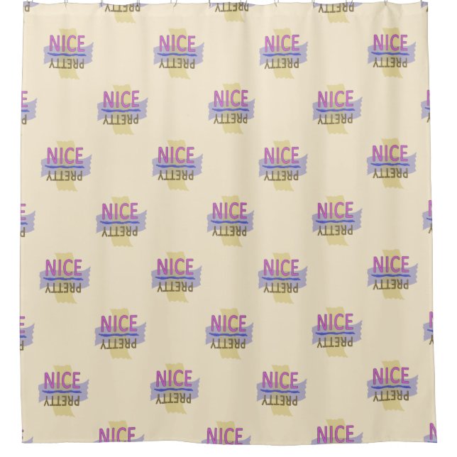 Typographic Pretty Nice Pink Brown Shower Curtain (Front)