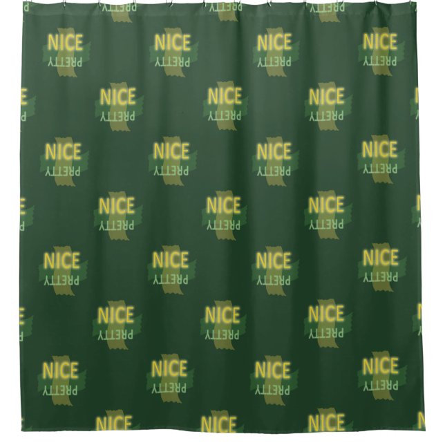 Typographic Pretty Nice Yellow Green Shower Curtain (Front)