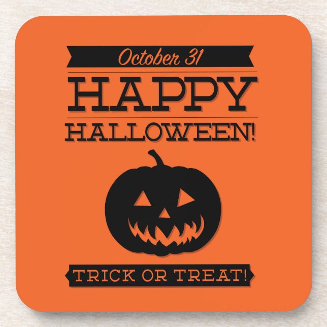 Typographic retro Halloween Coaster (Front)