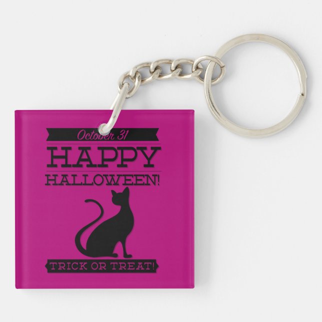 Typographic retro Halloween Key Ring (Back)