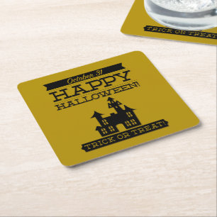 Typographic retro Halloween Square Paper Coaster