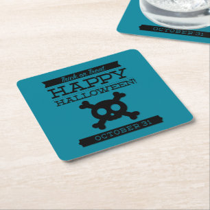 Typographic retro Halloween Square Paper Coaster