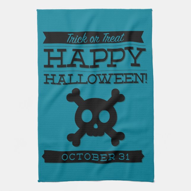 Typographic retro Halloween Tea Towel (Vertical)