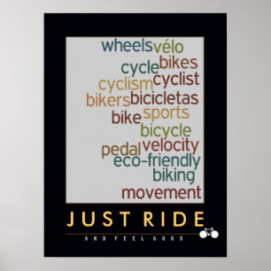 typographic 'ride a bicycle' wall decor