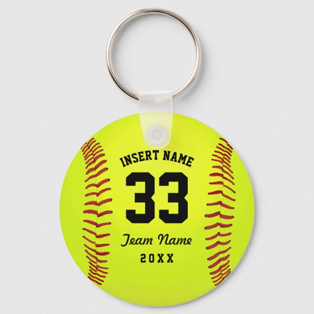 Typographic Softball Team Key Ring (Front)