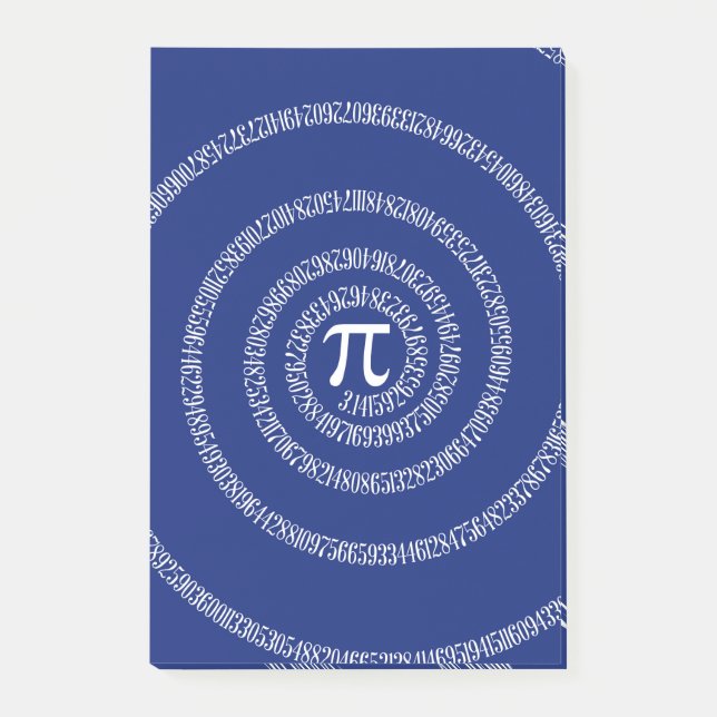 Typographic Spiral for Pi on Navy Blue Post-it Notes (Front)