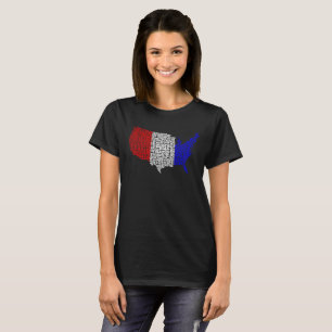 Typographic USA in Red, White and Blue T-Shirt