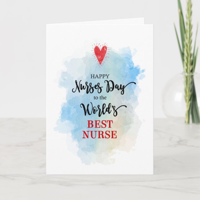 Typographic Watercolor Nurses Day Card (Front)