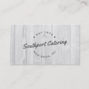 Typographic White Wood Business Card