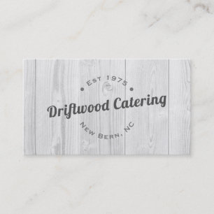 Typographic White Wood Business Card