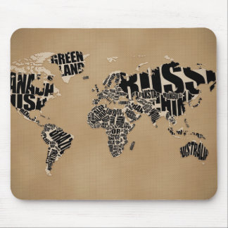 Typographic World Map Mouse Mat