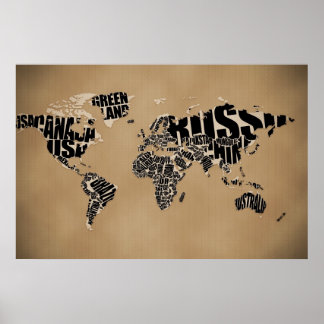Typographic World Map Poster